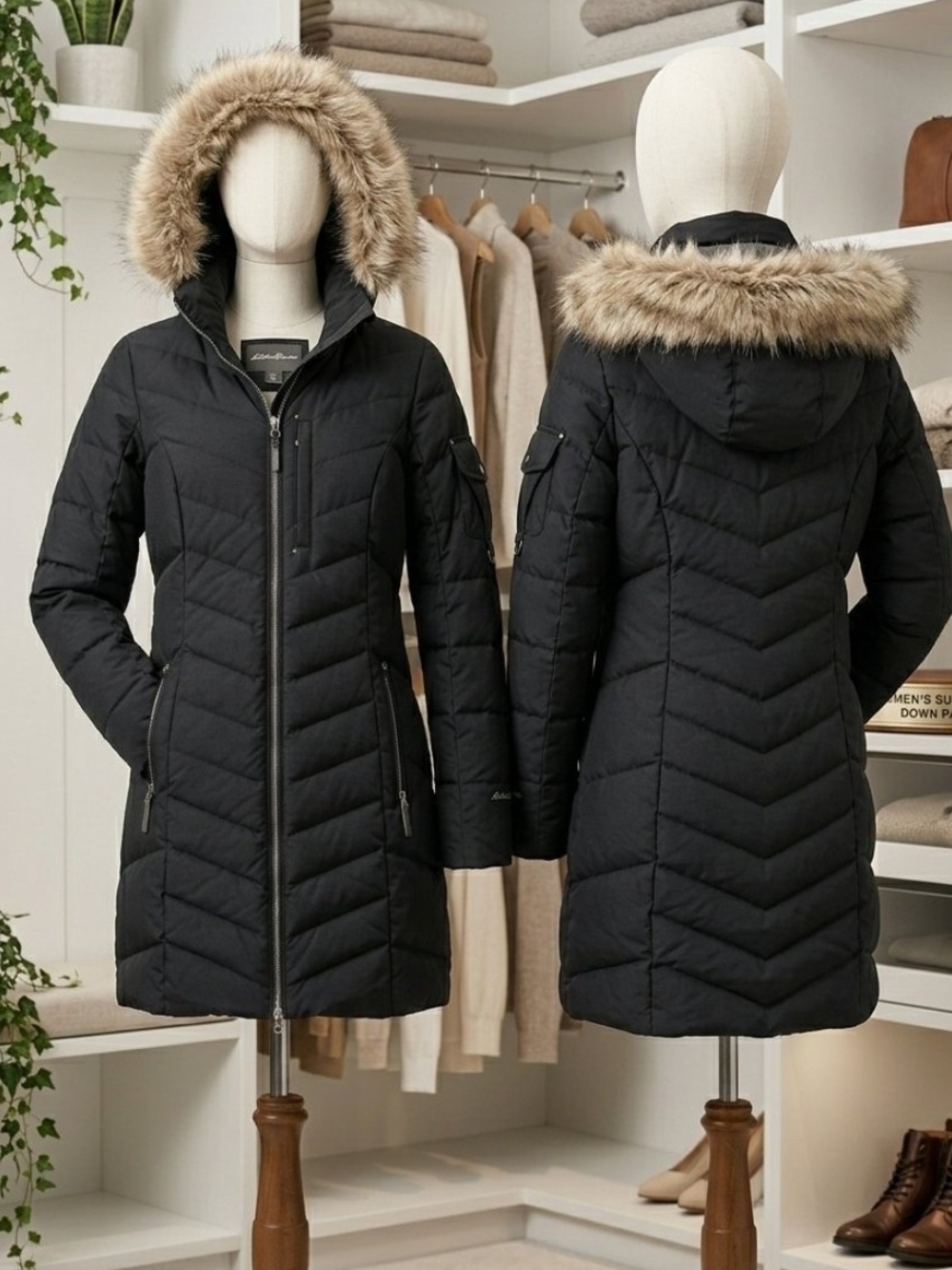 Eddie Bauer Sun Valley Down Parka – Black Long Puffer Jacket XS